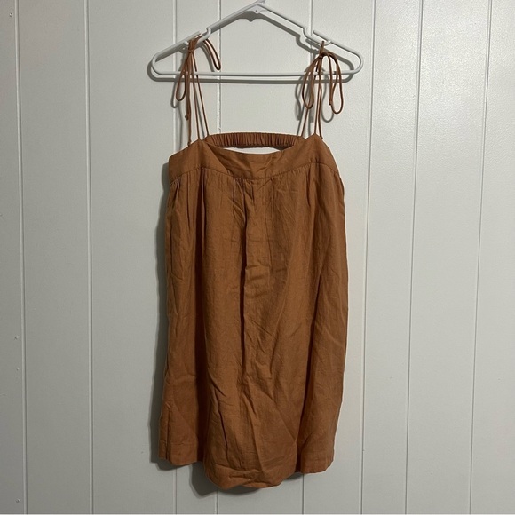 NWT Abercrombie & Fitch Linen Blend Tie-Strap Trapeze Mini Dress - Picture 2 of 5